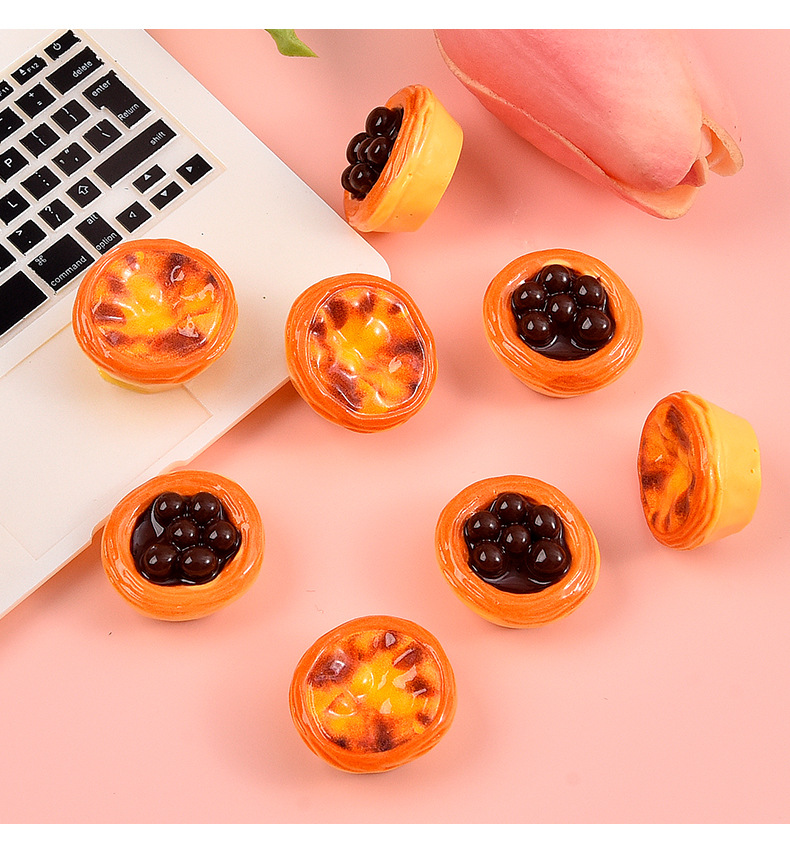 Simulated food toy egg tart resin accessories, diy cream glue phone case, fridge magnet, role-playing decoration material accessories pic 10