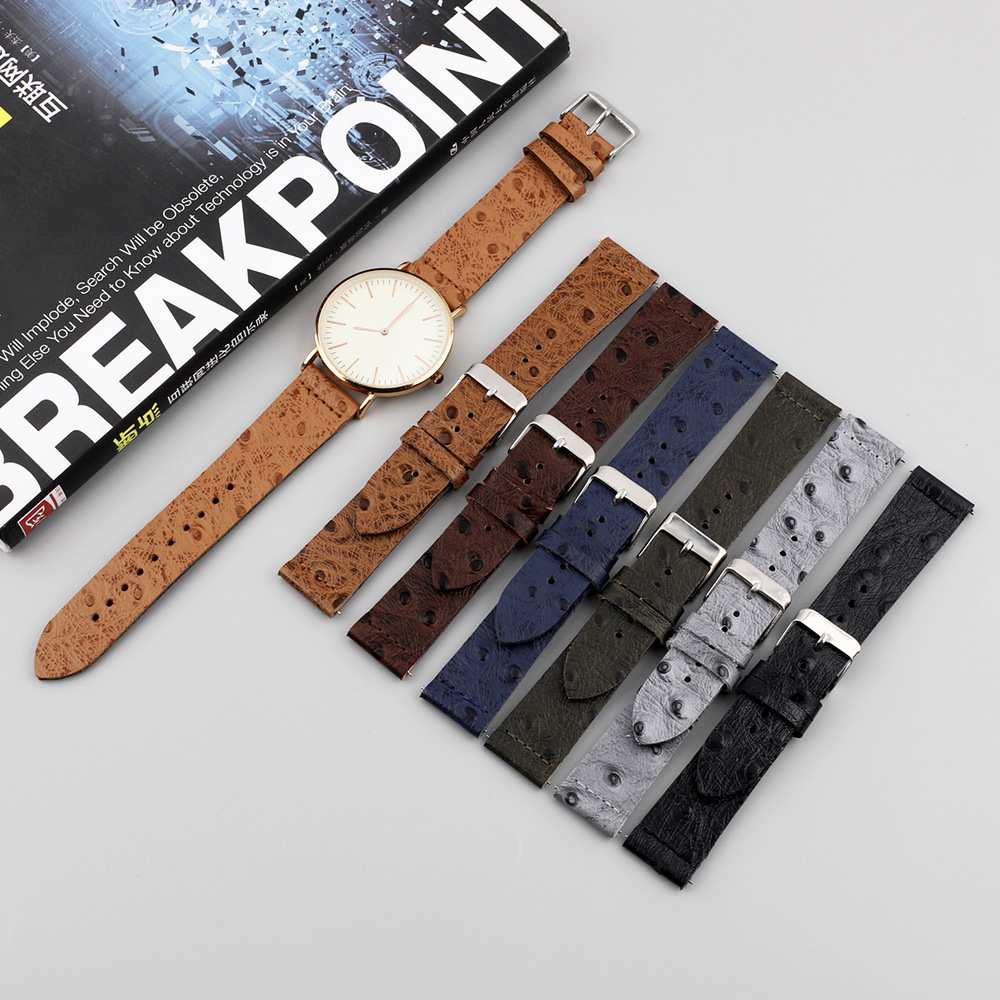 Ostrace-patterned genuine leather double-layer trimmed strap, smartwatch mechanical hand strap, calfskin strap, lugs bracelet pic 11