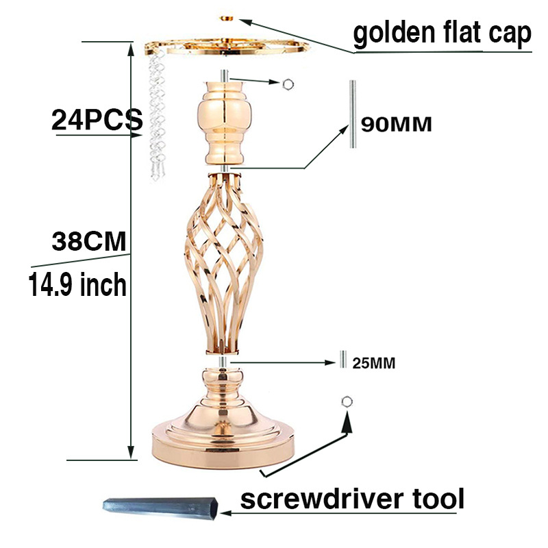 Wedding props, table flowers, crystal candlesticks, twisted flower ornaments, accessories, Western dining table decorations, electroplated road leads, cross-border consignment pic 4