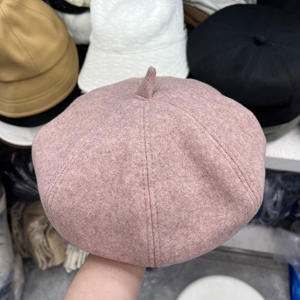 Korean style versatile autumn and winter new Beret hats for women, British retro woolen painter hats, Japanese casual octagonal hats for women pic 12