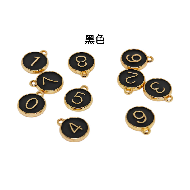 DIY饰品配件   合金双面滴油多色数字字母配套吊坠 手链项链挂饰详情4