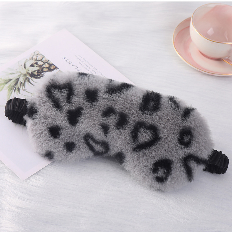 毛绒眼罩豹纹爱心小兔毛居家遮光护眼可爱卡通睡眠眼罩多色现货详情30