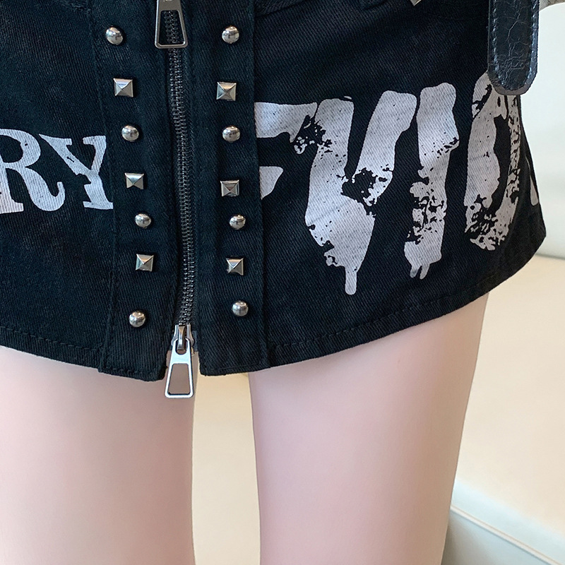 Real shot, real price ~ Hot Girl graffiti denim skirt for women's summer new design, low waist and hip shorts skirt pic 26