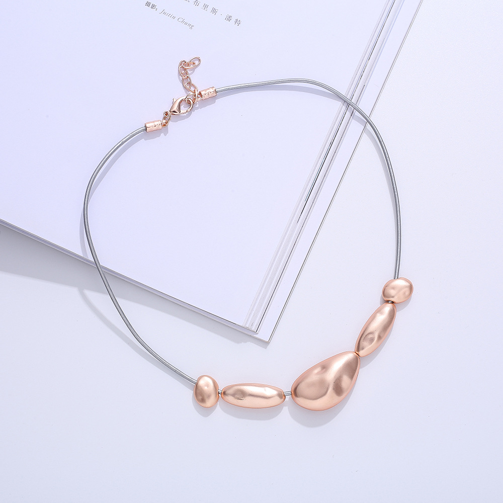 短项链亚马逊爆款跨境欧美精致几何形大气时尚镂空女士合金锁骨链详情7