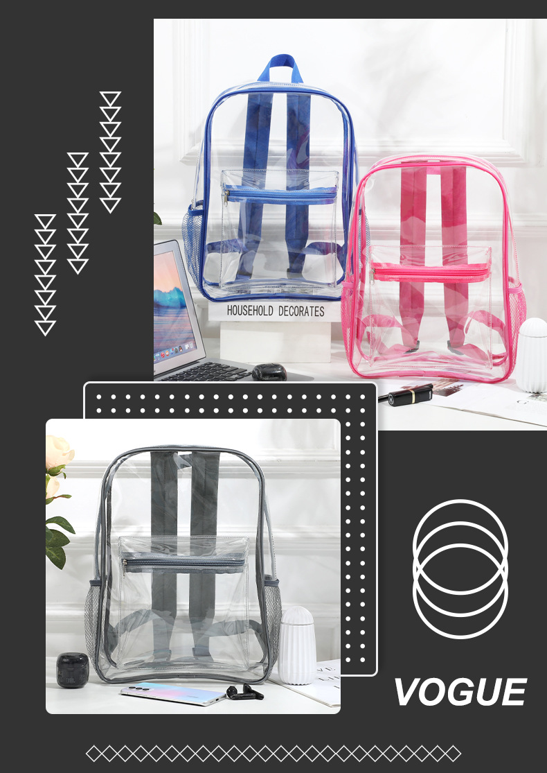 In-stock Amazon bestseller, transparent backpack for school concert, pvc schoolbag, large-capacity student schoolbag pic 10