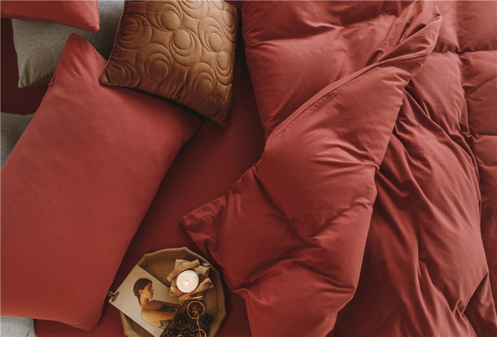 ins Japanese-style solid color all-cotton knitted cotton four-piece set, skin-friendly nude sleeping plain double-layer Indian cotton bed sheet pic 70