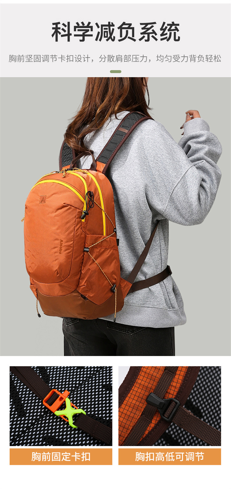 新款户外尼龙双肩包大容量防水休闲旅行背包详情5