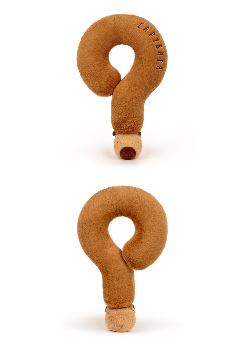 美拉德水豚问号抱枕沙发靠垫毛绒玩具创意抱枕豚鼠玩偶女礼物批发详情7