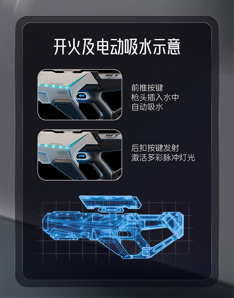 跨境连发电动水枪手自一体脉冲玩具水枪全自动高压抽水儿童水枪详情6