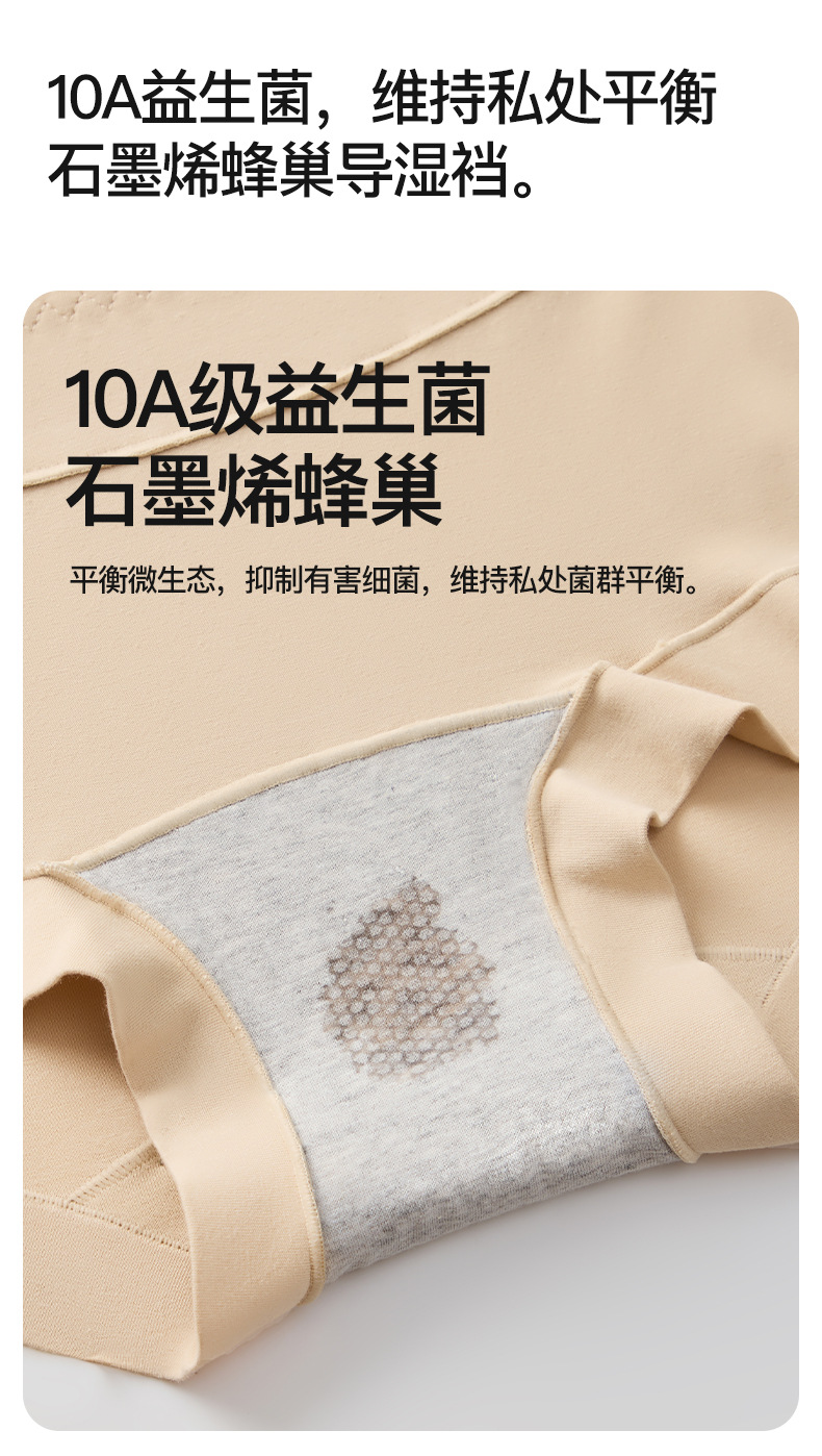 新款女士四角内裤纯棉中腰抗菌无痕加长档防走光大码透气平角短裤详情6