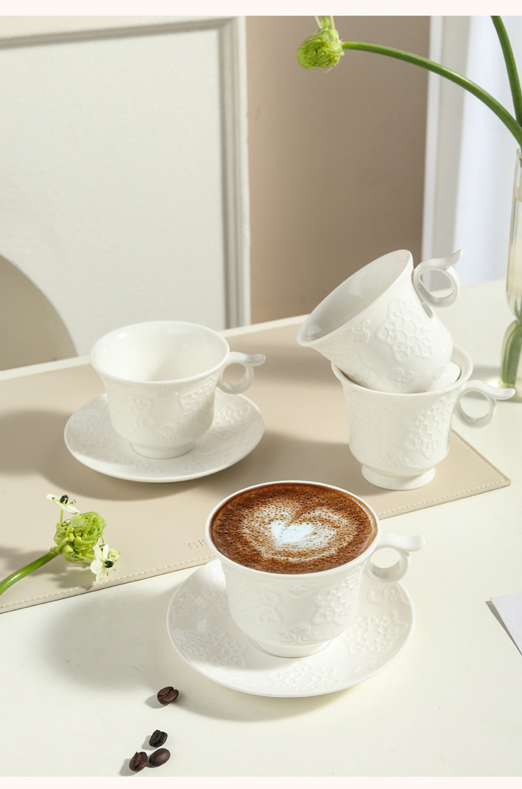 欧式精致浮雕陶瓷下午茶咖啡杯碟套装家用水杯早餐杯马克杯外贸详情7
