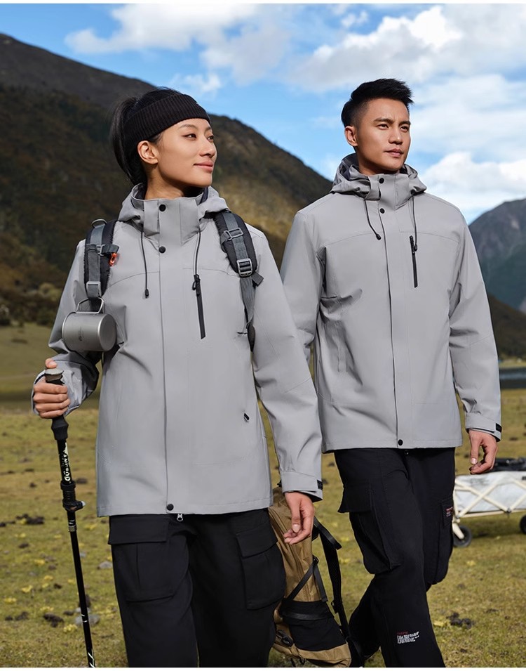 冲锋衣男三合一外套女户外加厚防风防水徒步登山服团建定制印logo详情25