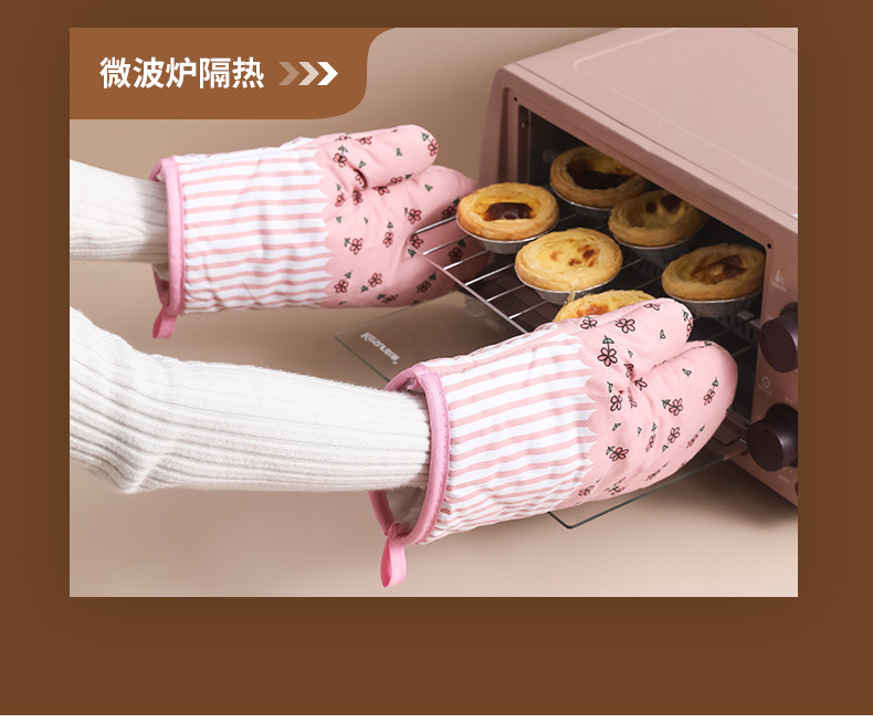 家用加厚隔热手套烤箱烘焙防烫耐高温手套厨房蒸箱微波炉专用手套详情5