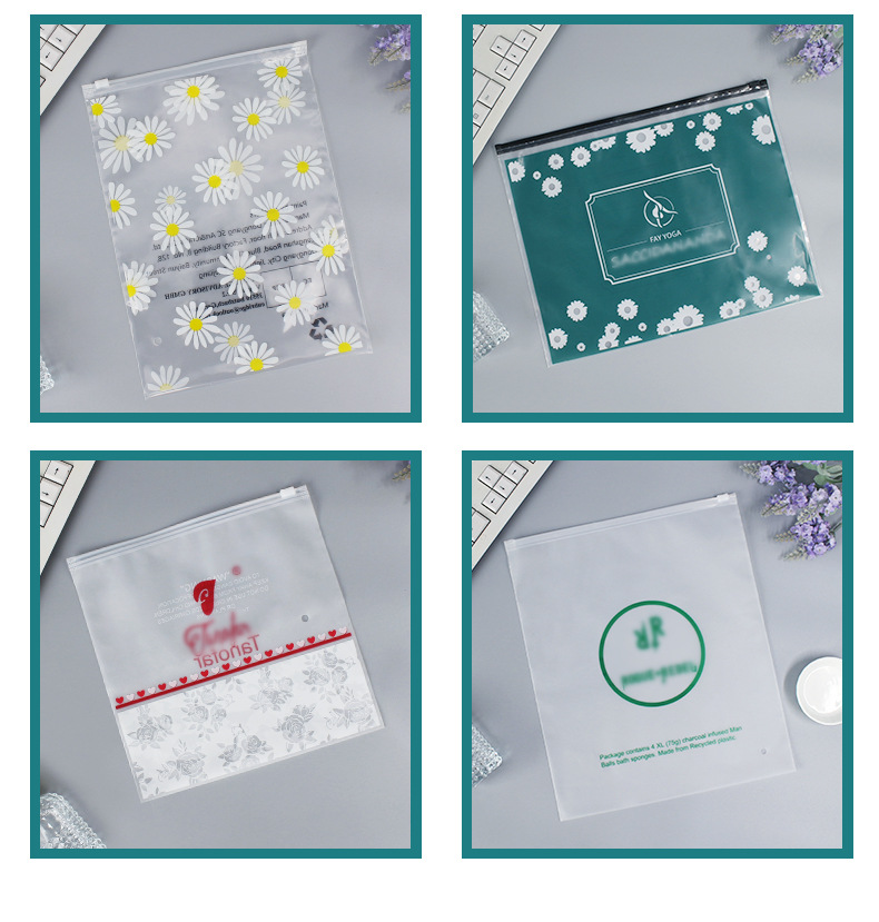 现货pe透明磨砂拉链袋批发塑料自封袋袜子衣服收纳定制服装包装袋详情14