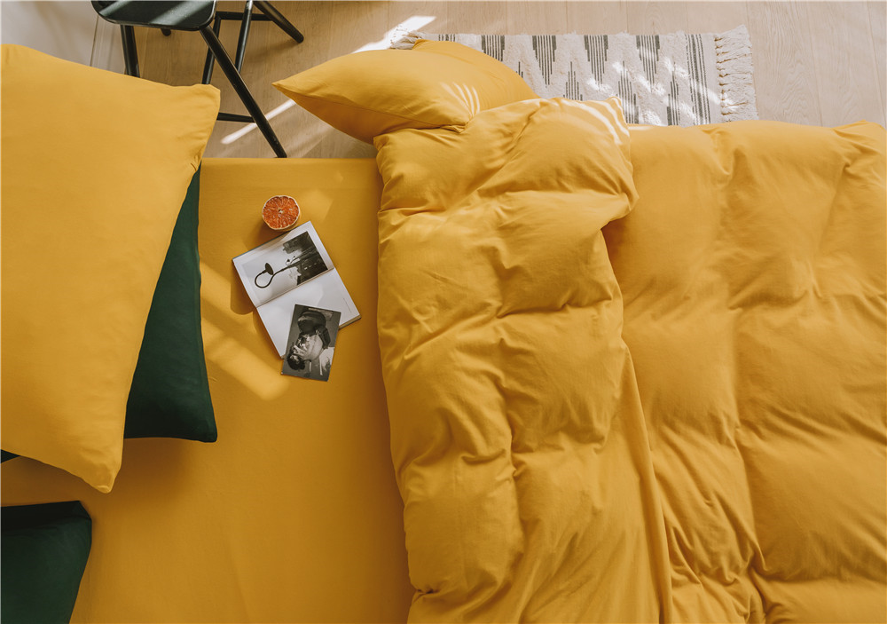 ins Japanese-style solid color all-cotton knitted cotton four-piece set, skin-friendly nude sleeping plain double-layer Indian cotton bed sheet pic 24