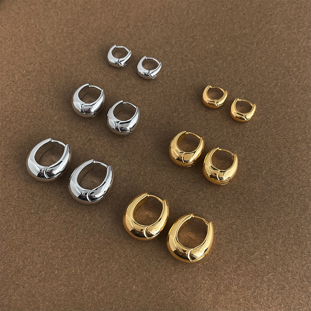 【 Upgraded Version 】 18K real gold plated, thickened, high-end, French light luxury style ear buckles, gold-plated texture earrings for women pic 2
