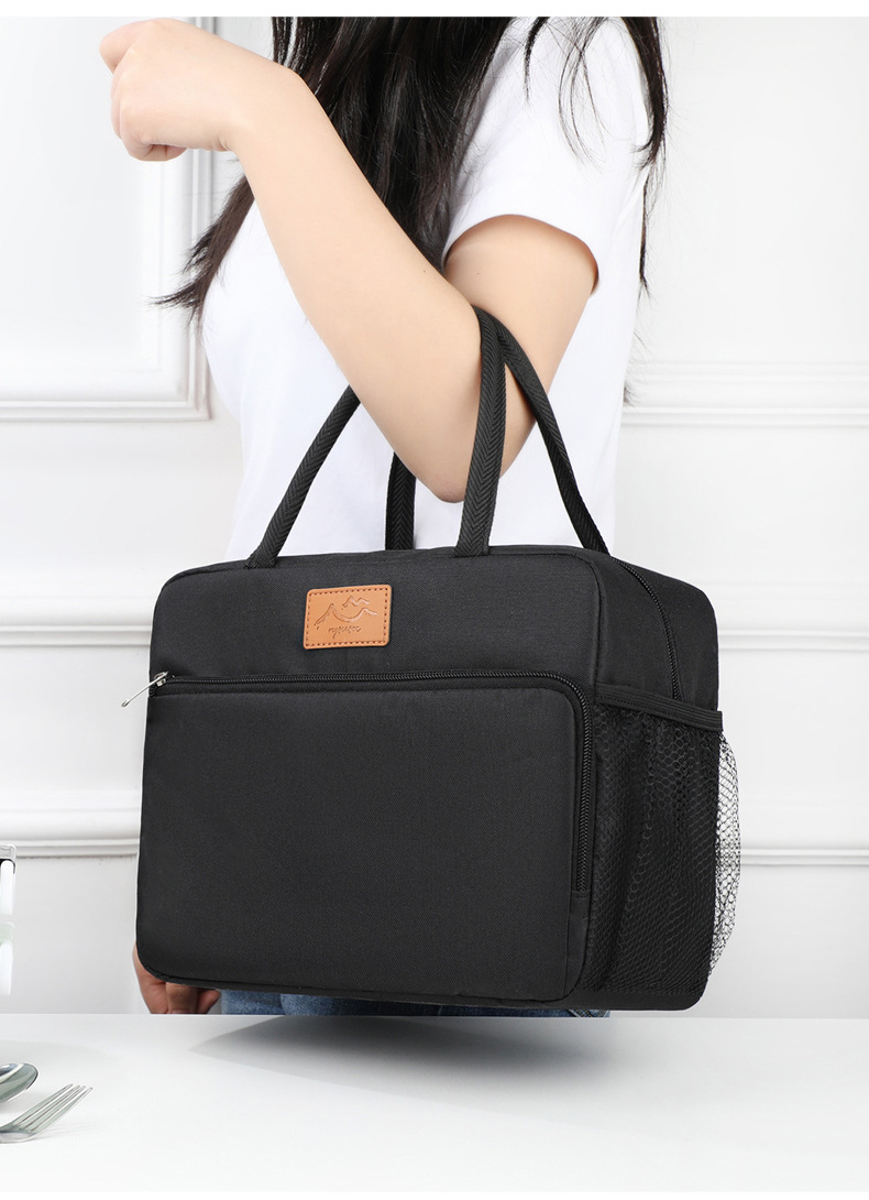 跨境热销保温包大容量手提包上班族通勤保鲜冰包阳离子纯色保温袋详情4