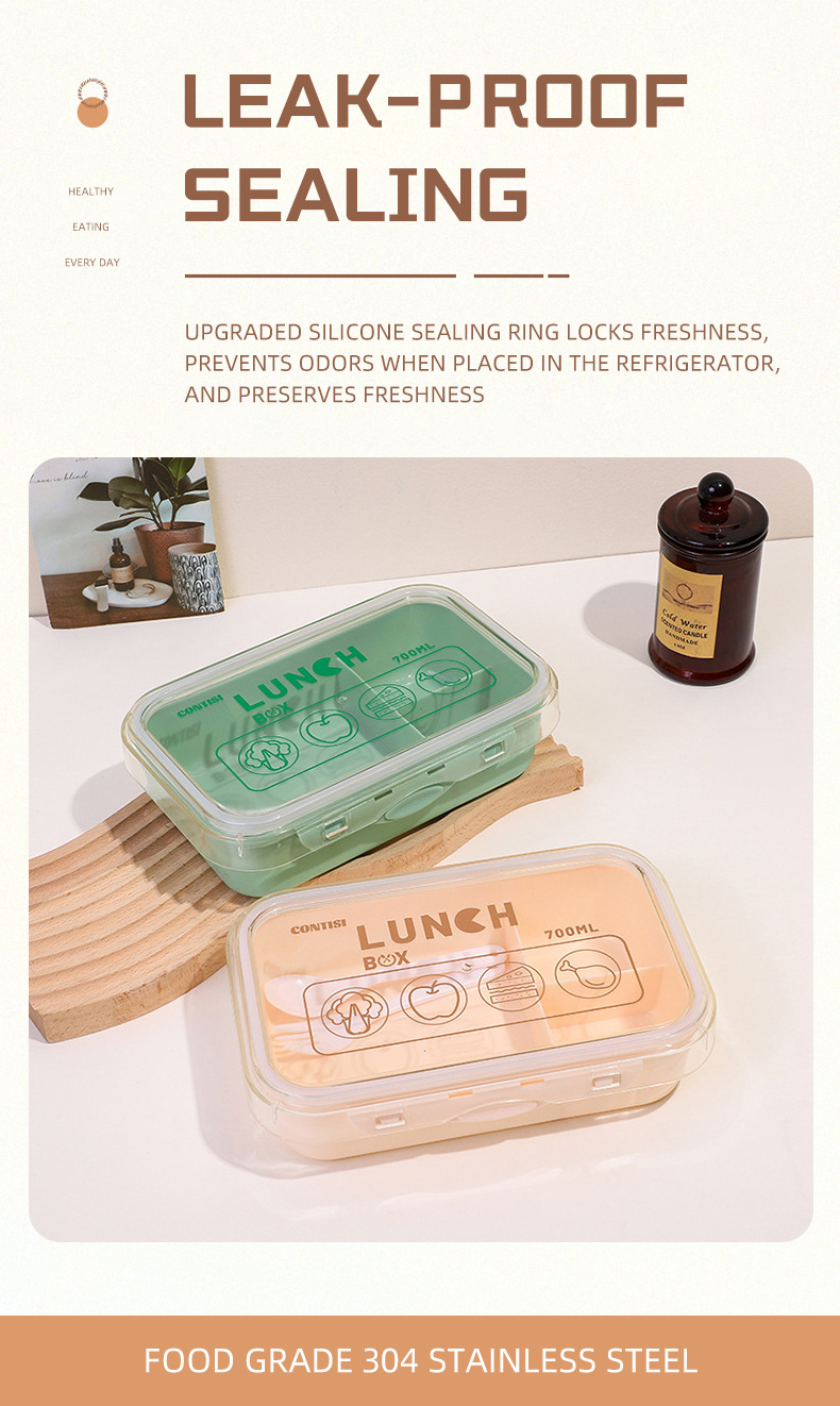 日式单层塑料饭盒批发微波炉分隔密封学生餐盒上班族便当盒详情4