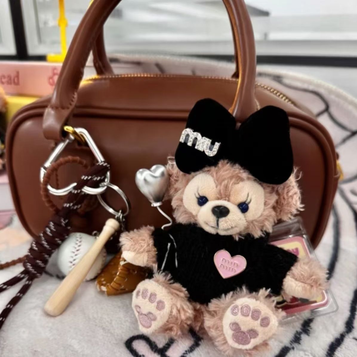 Shirley Mei Princess Bag Pendant, plush toy doll, cute bear car, couple keychain pendant, best friend gift pic 3