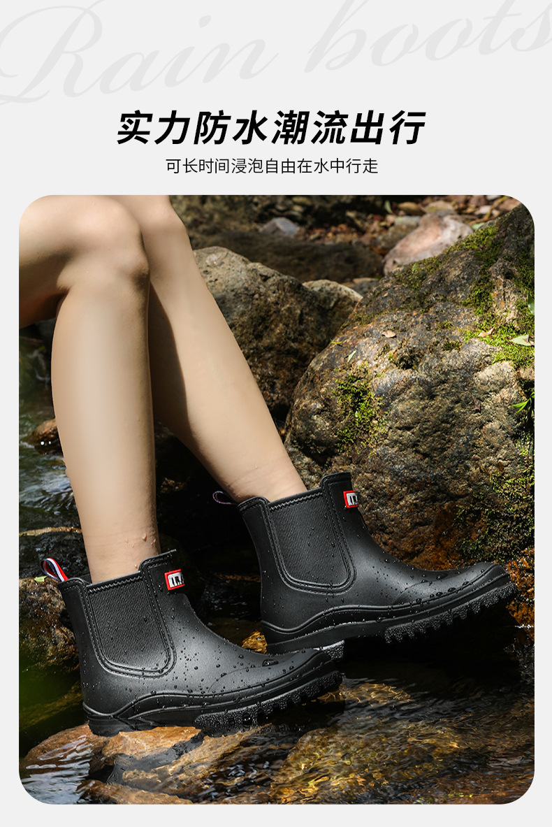 雨中秀时尚女款雨鞋防水防滑加厚耐磨硅胶雨鞋女款外穿防滑批发详情2
