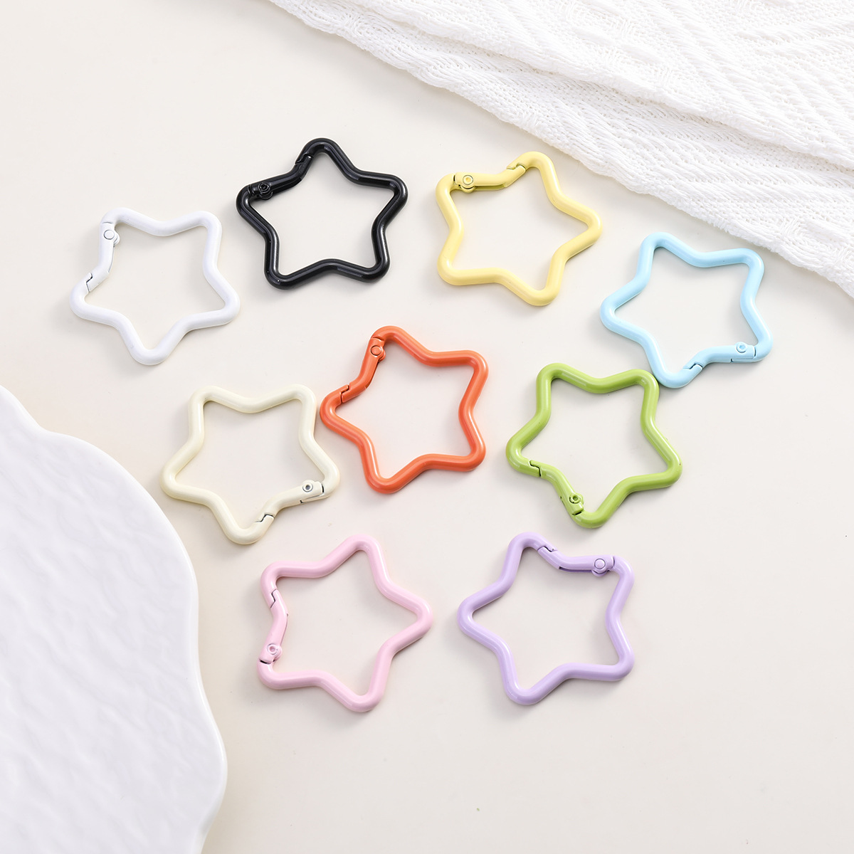彩色五角星弹簧扣开口环 diy饰品配件箱包挂饰合金烤漆星星钥匙扣详情7