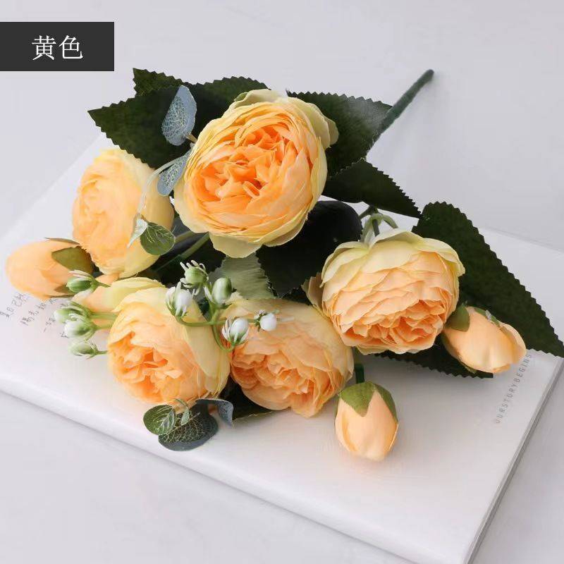 仿真菲丽波斯牡丹玫瑰花束家居客厅餐桌摆设婚庆装饰新娘手捧花详情15