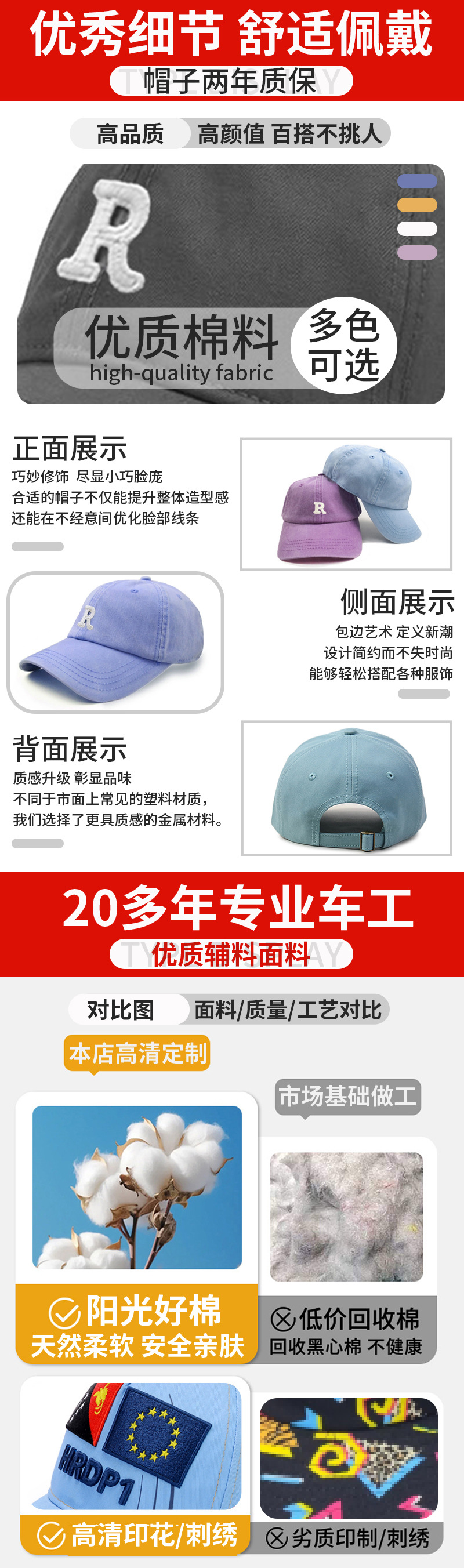 大头围棒球帽子女款软顶骑行防晒太阳帽男防紫外线户外鸭舌帽定制详情3