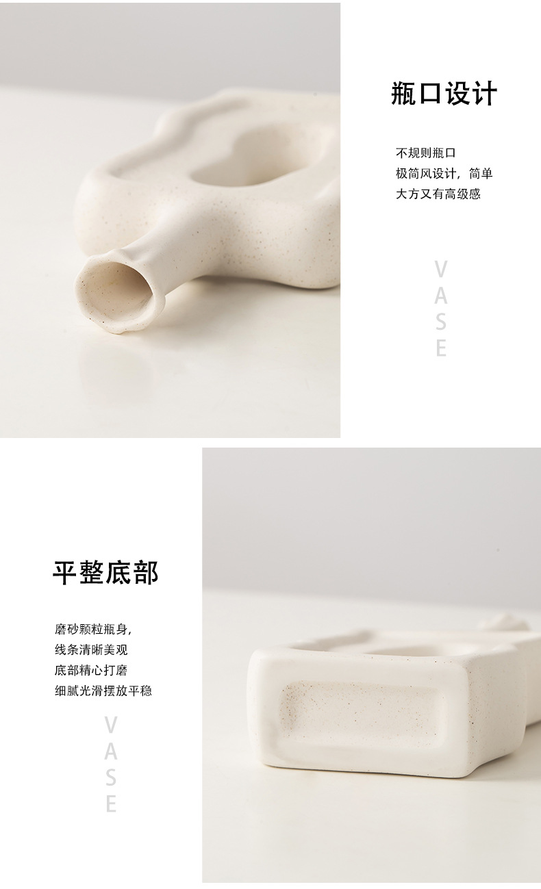 2026 European-style ceramic white vase, ins frosted and unfired creative flower arrangement, light Luxury home decoration accessory wholesale pic 13