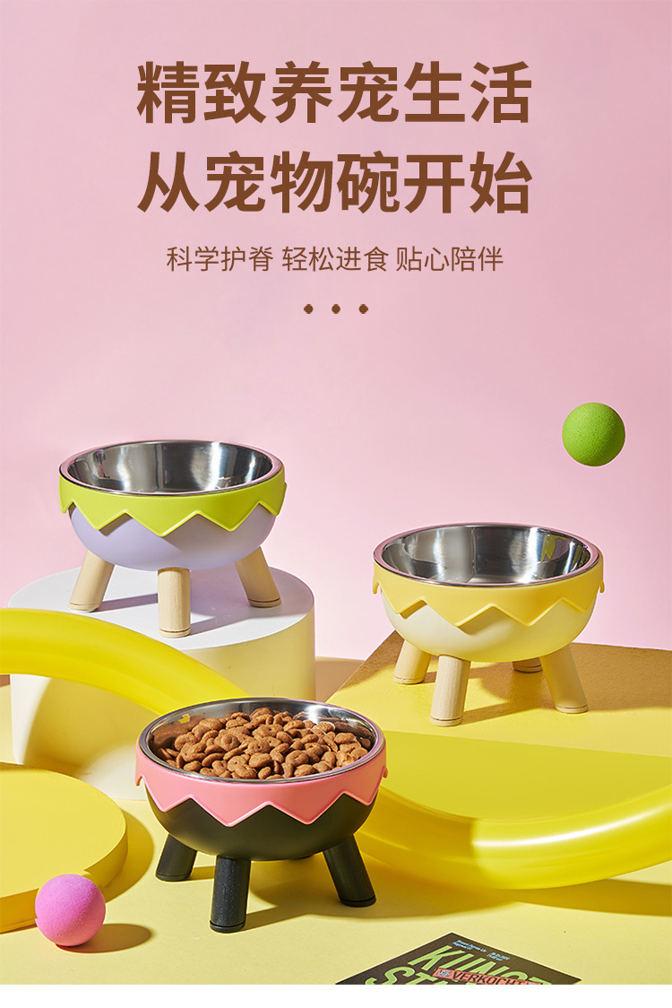 Pet bowl, high-legged cat bowl, dog bowl, cat food bowl, dog bowl, rice bowl, water bowl, cat single bowl, stainless steel bowl for protecting the cervical vertebrae pic 1