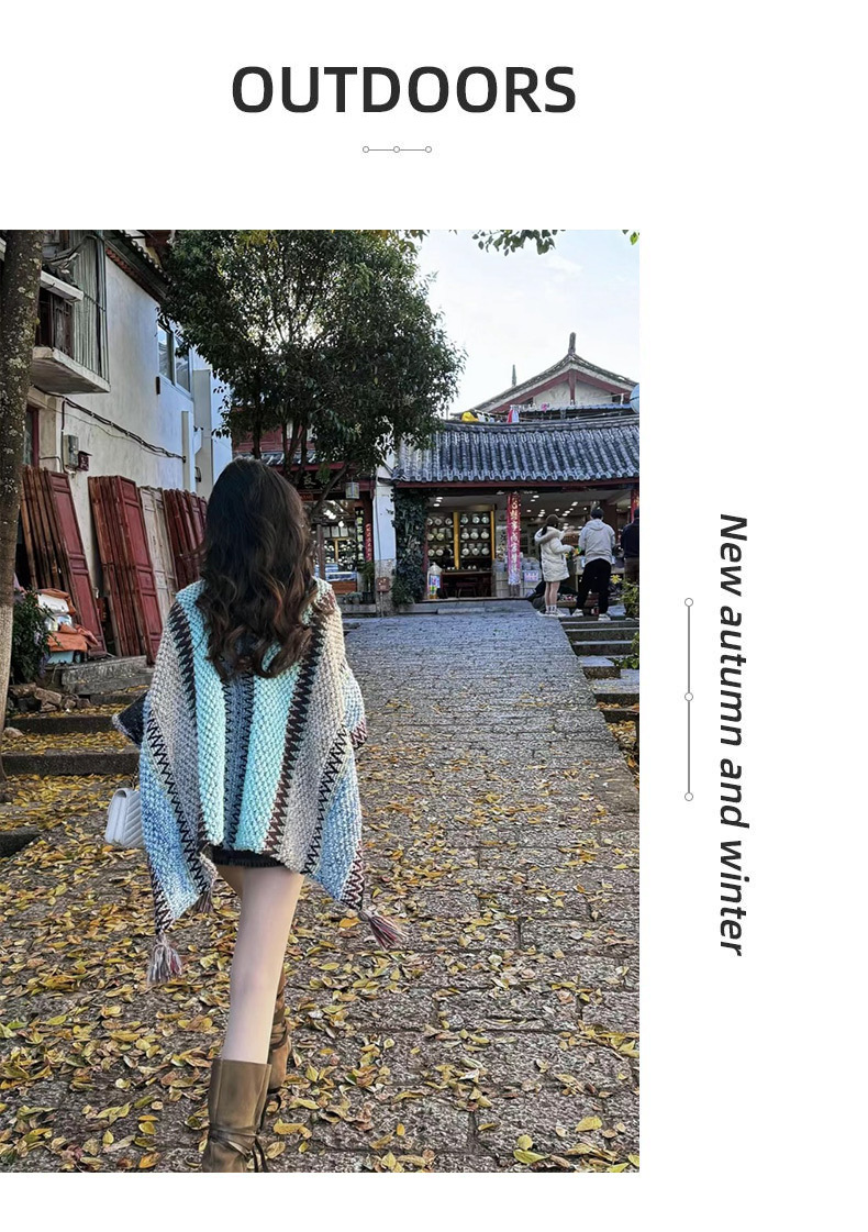 国潮夏季丽江复古民族风披肩女新疆云南旅游外搭斗篷披风外套两用围巾详情9