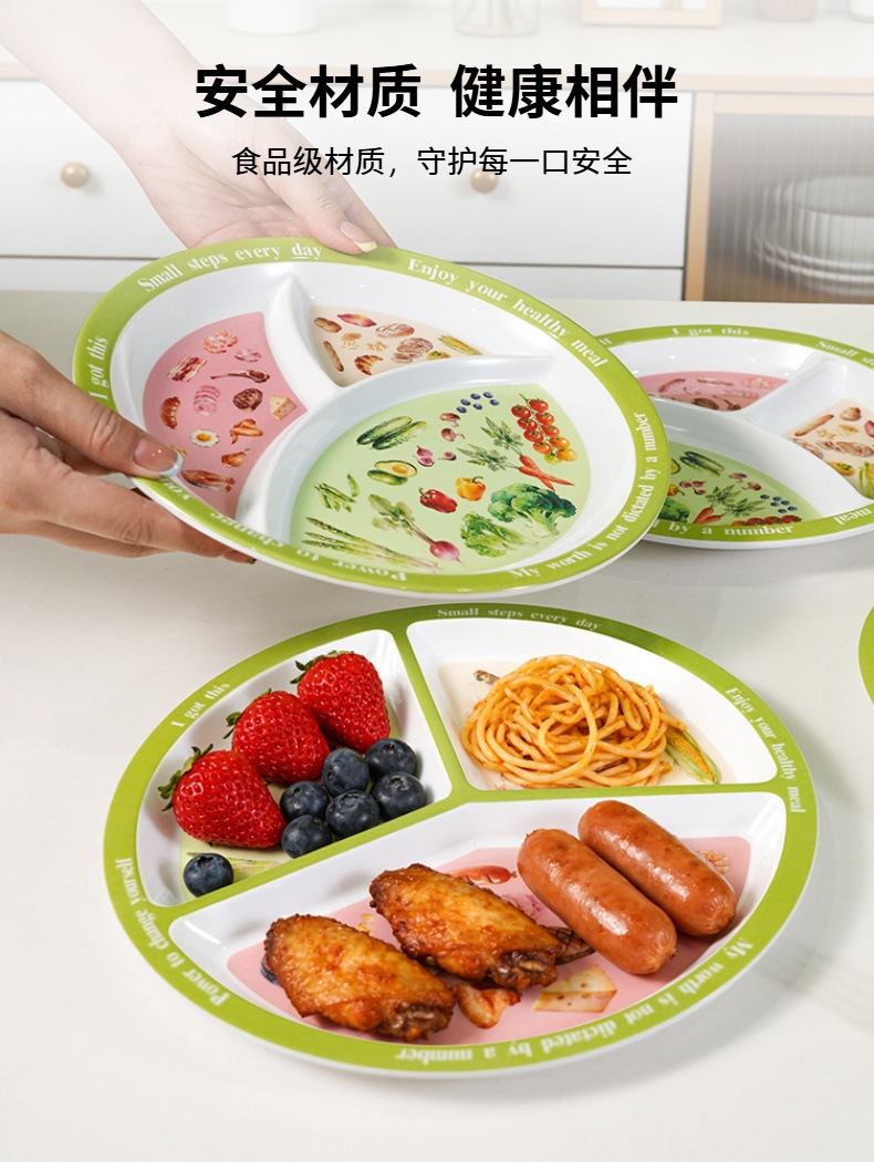 跨境分格轻食餐盘儿童大人早餐盘 家用高颜值一人食盘子211分隔盘详情6