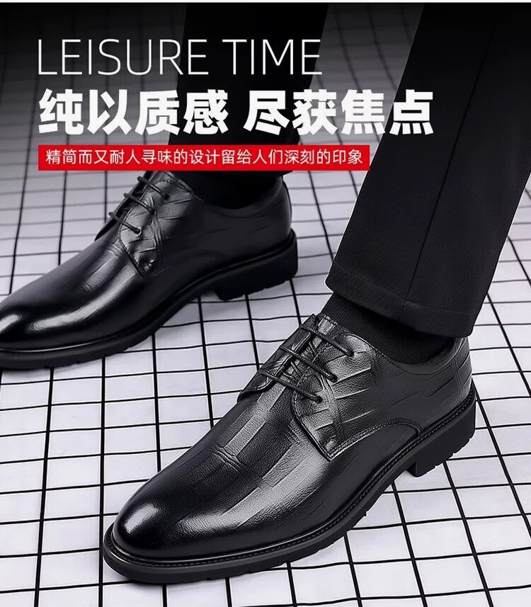 商务正装皮鞋男英伦风2025新款跨境爆款休闲软底新郎结西装鞋复古详情8