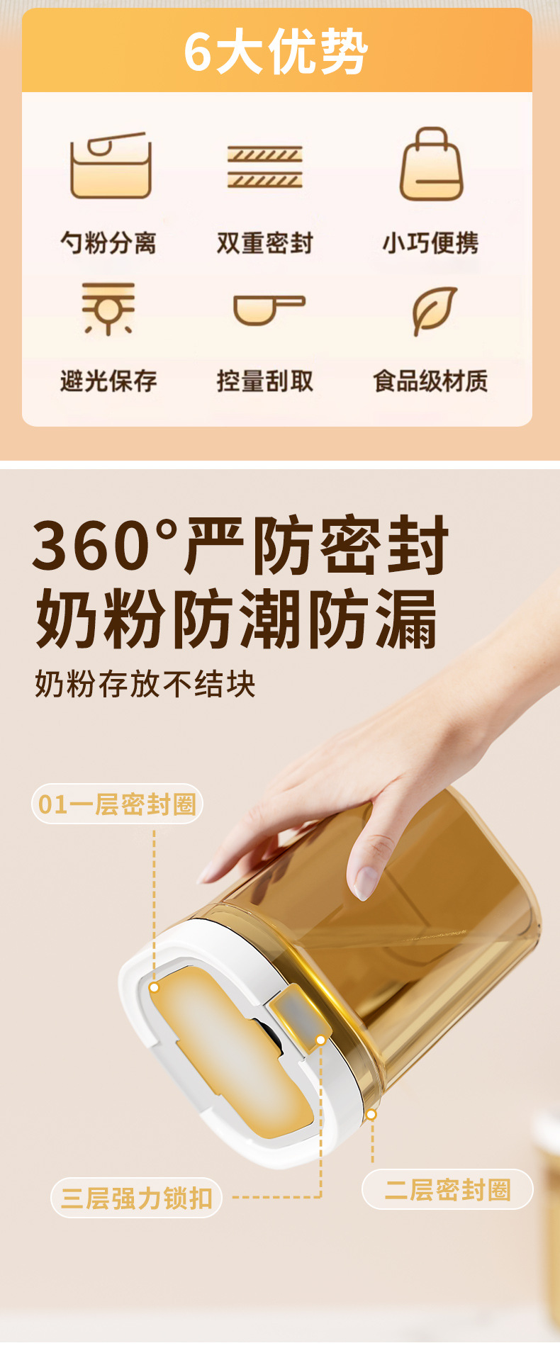 奶粉分装奶粉罐婴儿米粉密封罐五谷杂粮密封盒便携外出防潮奶粉盒详情3