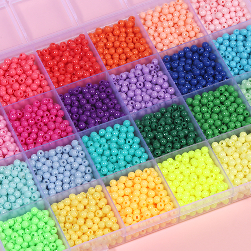 4mm亚克力塑料实色圆珠diy手工串珠手链首饰材料配件配饰散珠批发详情1