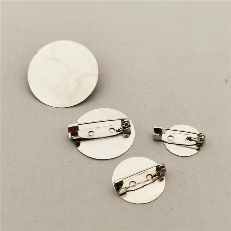 Round flat brooch with pin, holeless brooch, brooch flower, DIY badge headwear accessories, metal accessories pic 1