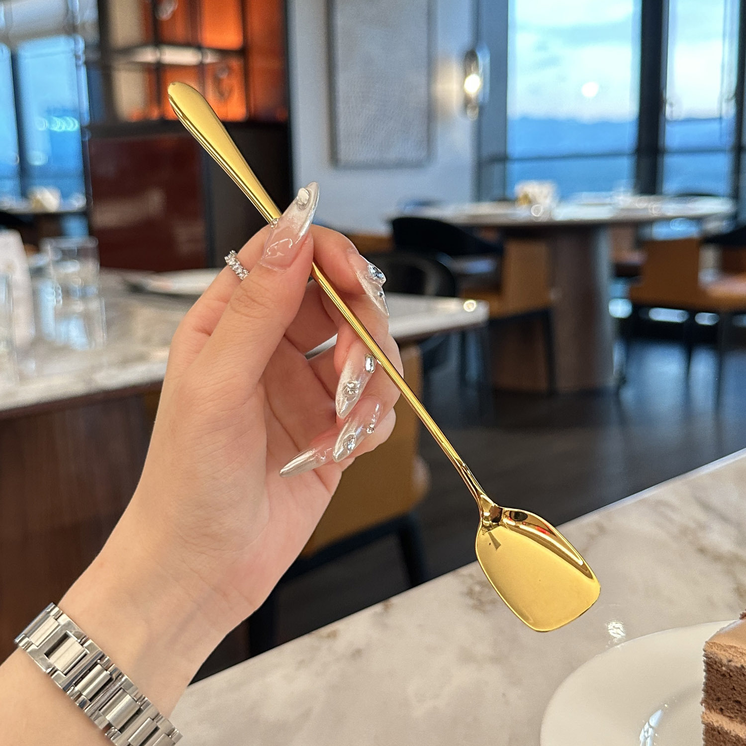 304 stainless steel spoons, mugs, long-handled stirring spoons, household coffee spoons with high appearance standards, bar cocktail ice spoons pic 2
