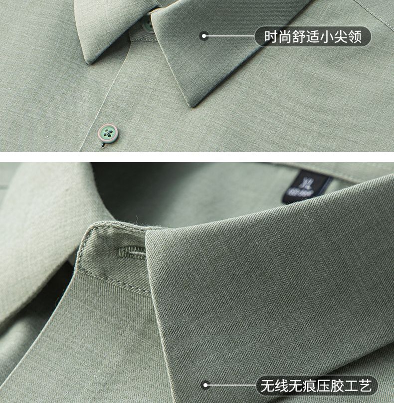 Modal Ice Silk shirt for men, short-sleeved, wrinkle-free, cool summer white shirt, high-end, seamless business formal wear pic 31