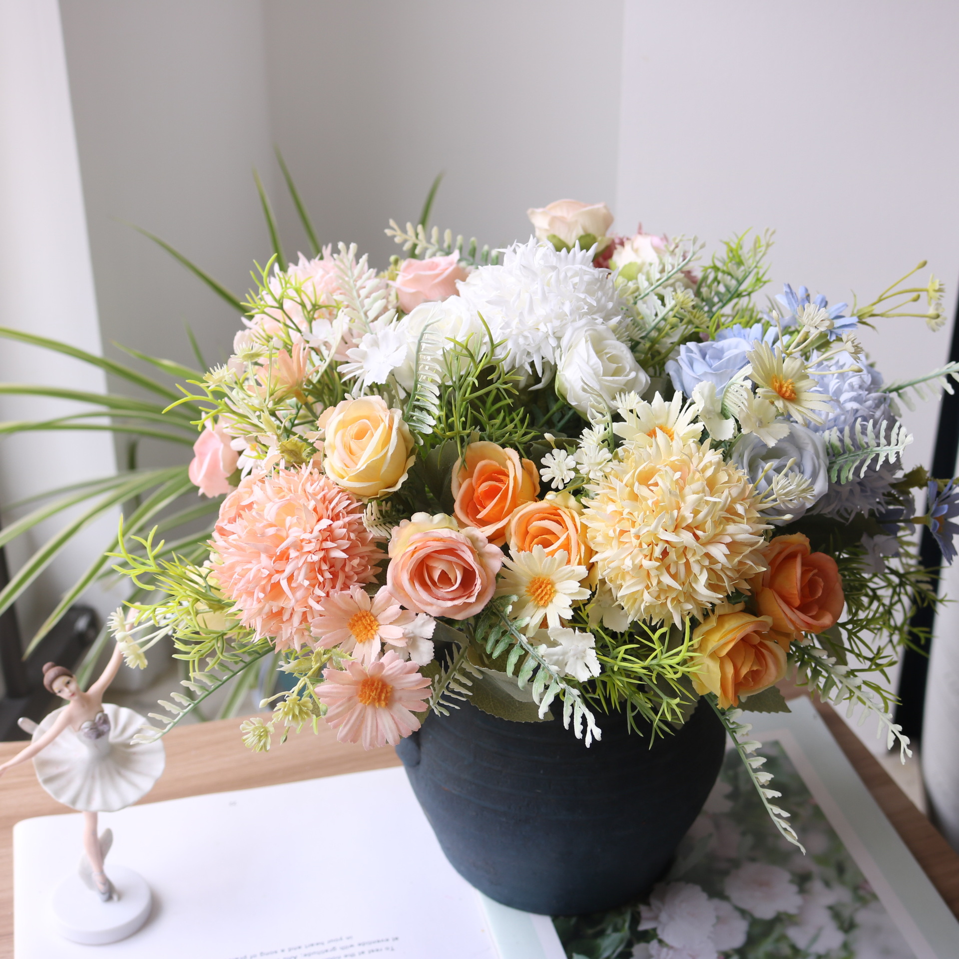 仿真花刺球玫瑰组合森系田园雏菊小把束家居装饰手工帽子头饰配件详情6