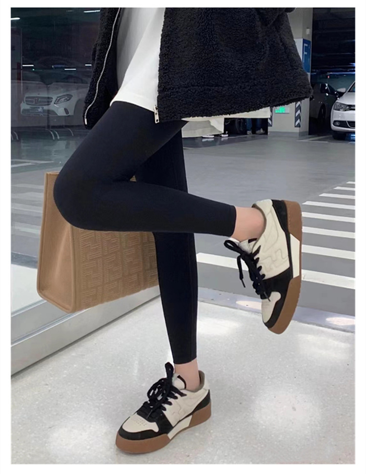 高版本F家match麂皮板鞋女平底系带拼接真皮小白鞋男女同款德训鞋详情4