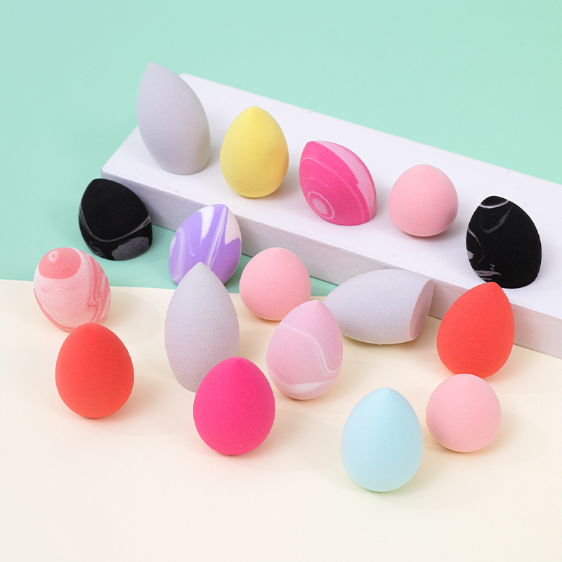 工厂定制混双色迷你美妆蛋粉扑干湿两用遇水变大非乳胶化妆海绵蛋详情3
