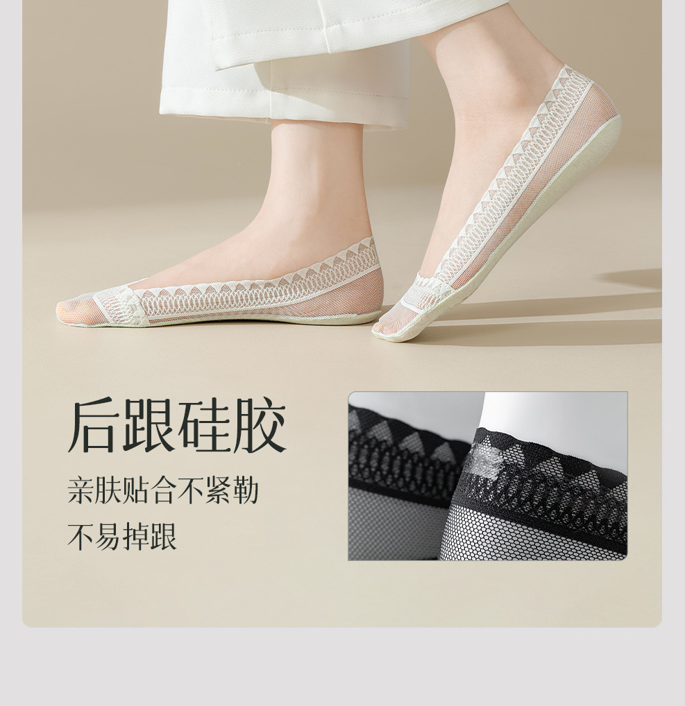 船袜不掉跟女冰丝无痕隐形袜吸汗透气纯棉底硅胶防滑条纹短袜夏季详情6