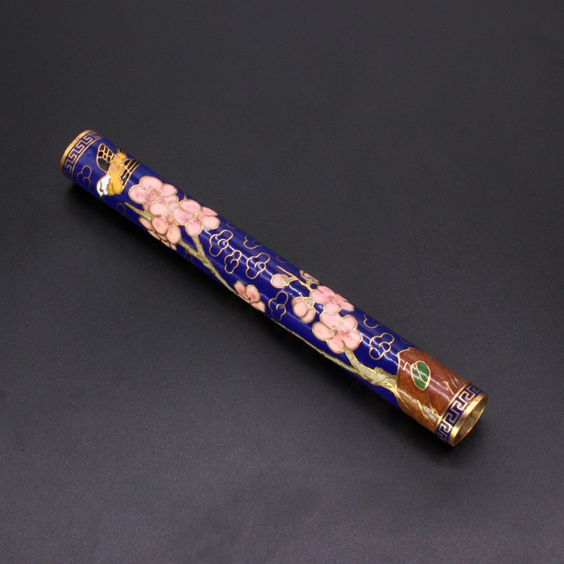 Beijing Cloisonne classical Culture Ethnic style writing brush decorative accessories copper base mechanism enamel writing brush shaft pic 16