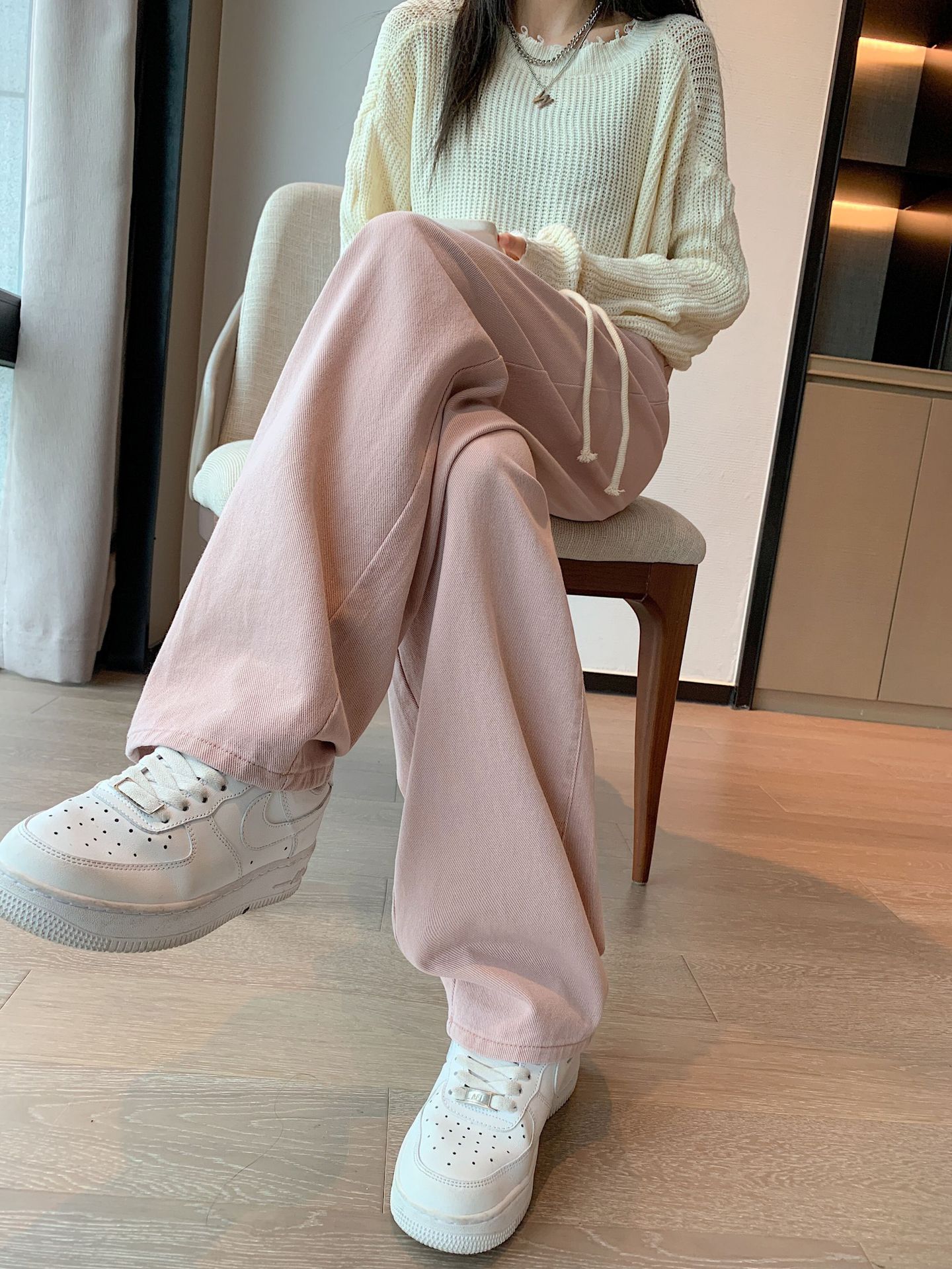 纯棉休闲裤女夏秋新款复古宽松百搭显瘦松紧腰九分裤时尚哈伦裤子详情18