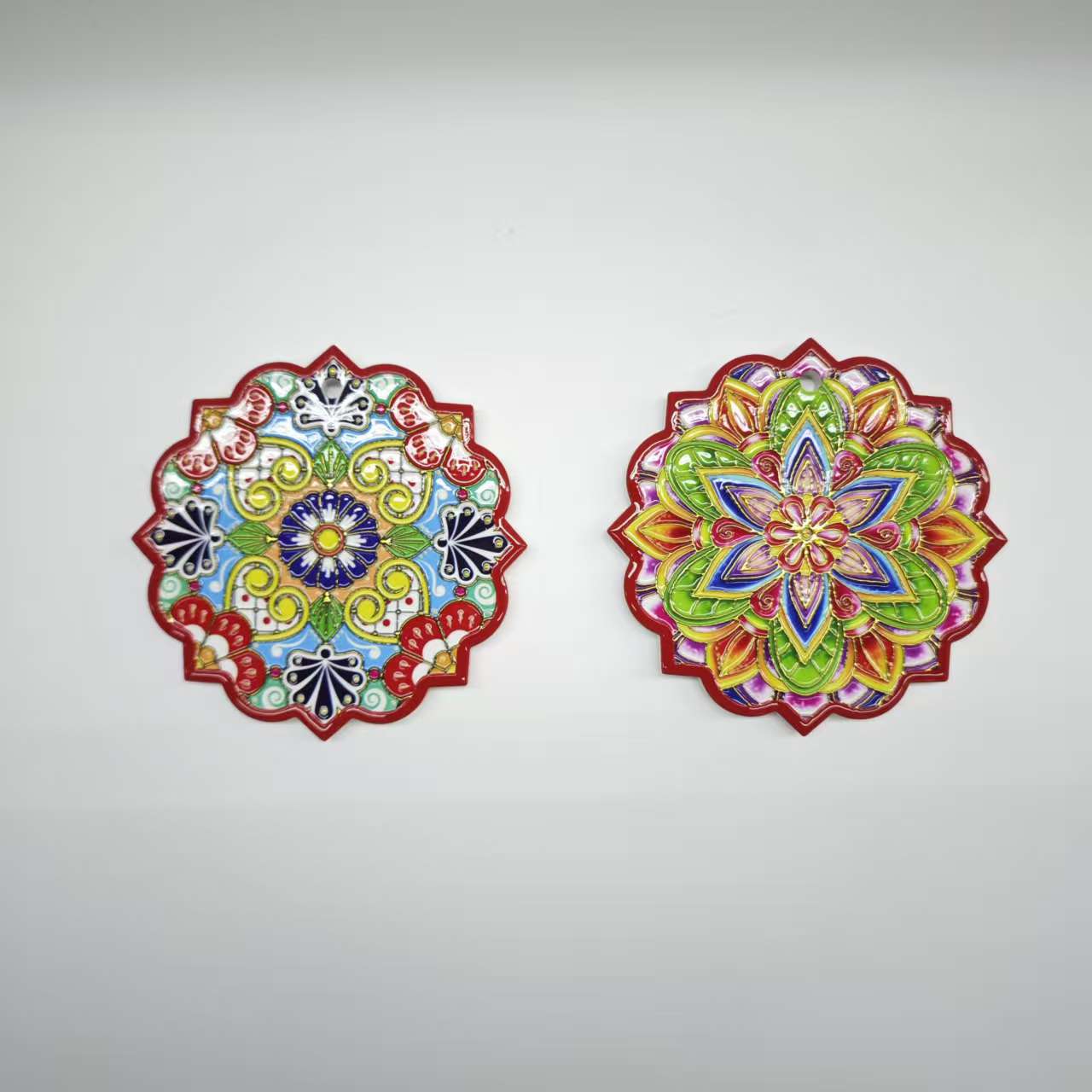Multi-angled petal retro patterned ceramic 3D embossed and embossed coasters, home decorative, heat-insulating and waterproof coasters pic 3