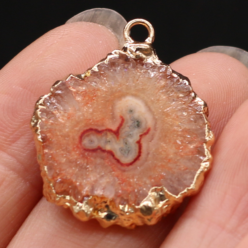 跨境天然不规则圆形玛瑙吊坠DIY饰品配件手工耳环项链制作批发详情47