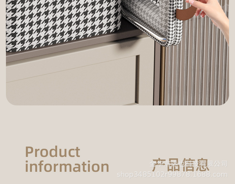 Thousand-bird grid fabric storage box, steel frame clothing and pants storage basket, drawer-type multi-functional storage box, dormitory clothes pic 18