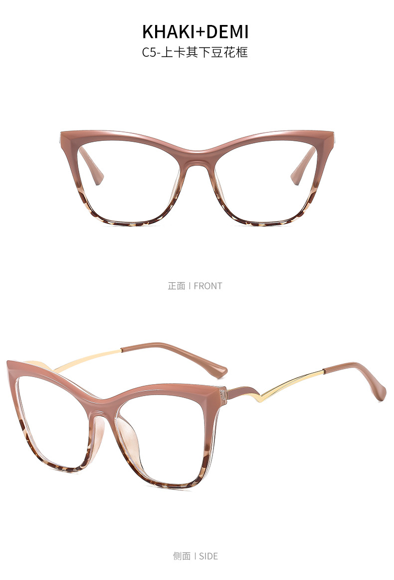 TR90 metal spectacle frame anti-blue light, European and American fashionable cat-eye flat light glasses, decorative Optical glasses pic 17