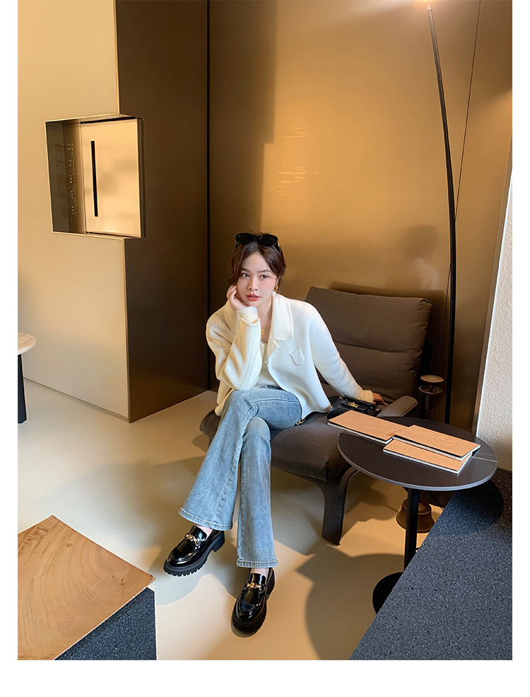 全牛皮~真皮小皮鞋女英伦风乐福鞋2023年新款圆头厚底日常JK单鞋详情33