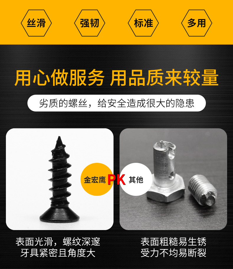 KA沉头十字自攻螺丝批发铁镀锌黑色平头螺钉槽碳钢自攻螺丝钉尖尾详情2