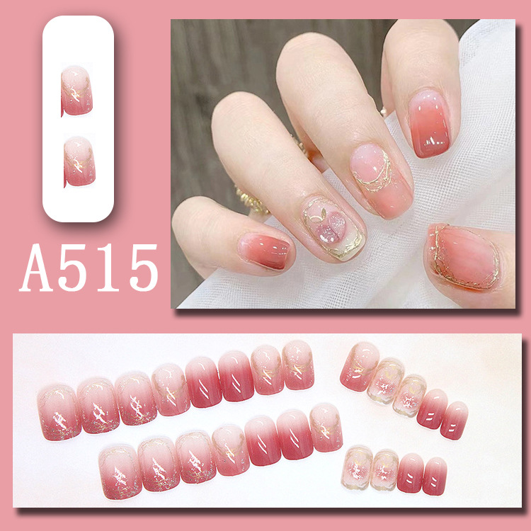Wearable nail art pieces, artificial nail products, detachable, simple lemon ice transparent, popular online style Douyin nail art hair replacement pic 54